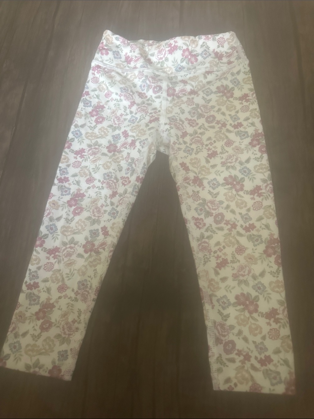 Janie and Jack Cream Floral Leggings with Pink & Taupe Blooms